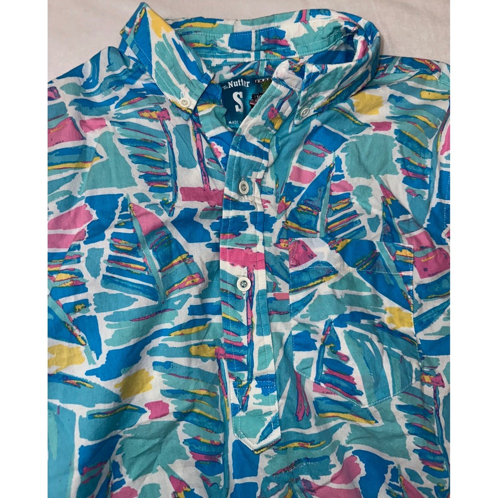 Chubbies The Nutter Sailboat Print Short Sleeve Button Up Shirt - Small‎